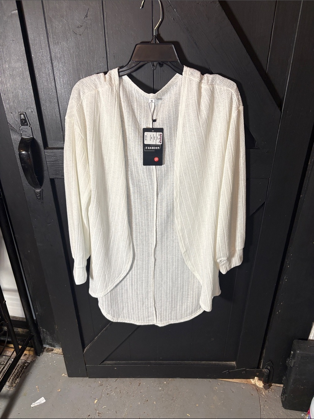 Kohl's White Sheer Open-Front Hooded Cardigan